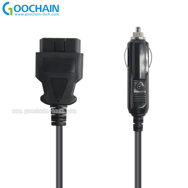 China Car OBD2 16Pin Male Vehicle to Cigarette Lighter Connector Cable Adapter manufacturer