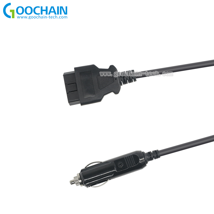 China Car OBD2 16Pin Male Vehicle to Cigarette Lighter Connector Cable Adapter manufacturer