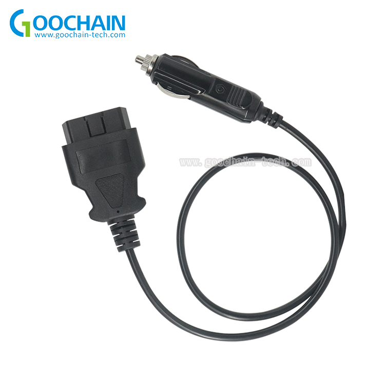 China Car OBD2 16Pin Male Vehicle to Cigarette Lighter Connector Cable Adapter manufacturer