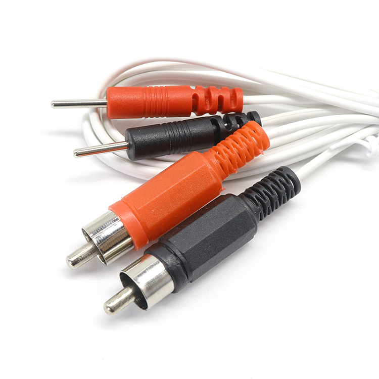 China Dual RCA Male naar Dual 2.0 Elektrode PIN DIN Male Fysiotherapie Loodkabel voor Set-top box fabrikant