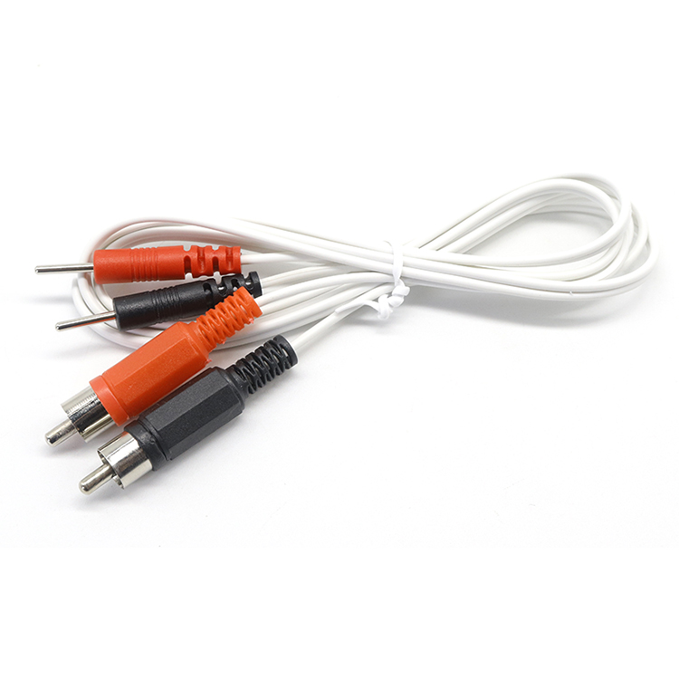 China Dual RCA Male naar Dual 2.0 Elektrode PIN DIN Male Fysiotherapie Loodkabel voor Set-top box fabrikant