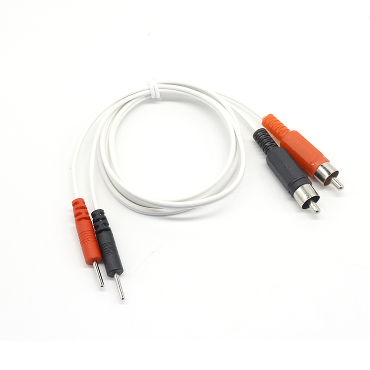 China Dual RCA Male naar Dual 2.0 Elektrode PIN DIN Male Fysiotherapie Loodkabel voor Set-top box fabrikant