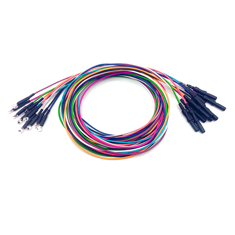 الصين 2.0mm PIN DIN إلى كؤوس EEG المطلية بالذهب ، كابل القطب الكهربائي للعلاج الطبيعي الصانع
