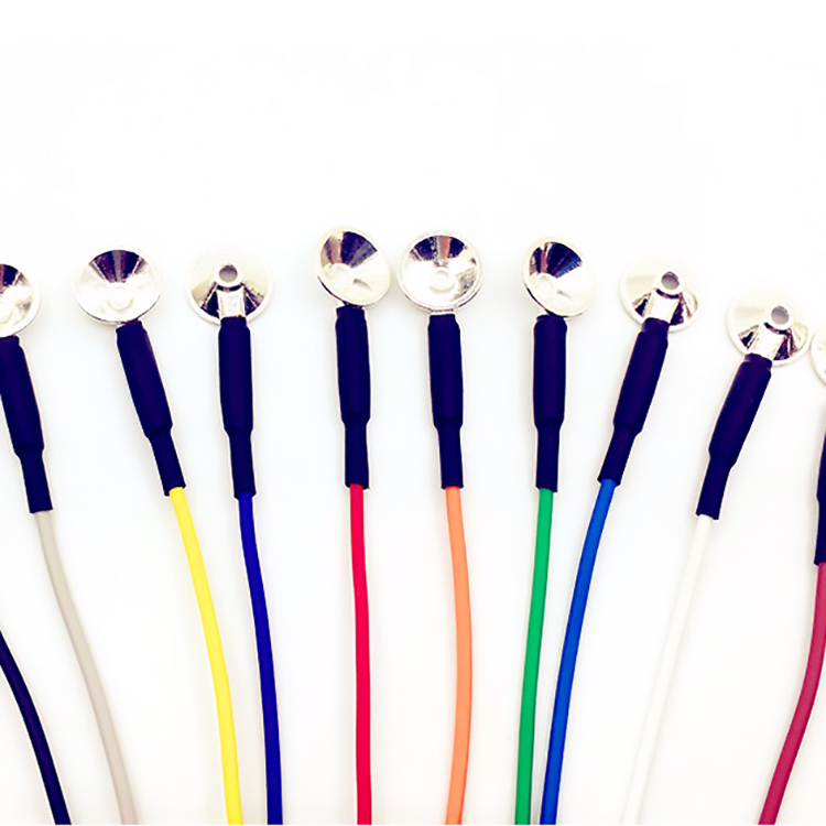الصين 2.0mm PIN DIN إلى كؤوس EEG المطلية بالذهب ، كابل القطب الكهربائي للعلاج الطبيعي الصانع