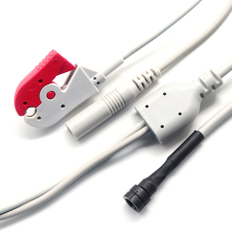 China Waterproof M5-5P to ECG EKG Electrode Clip to 2.0mm Electrode Jack Male Cable for EMG Machine manufacturer