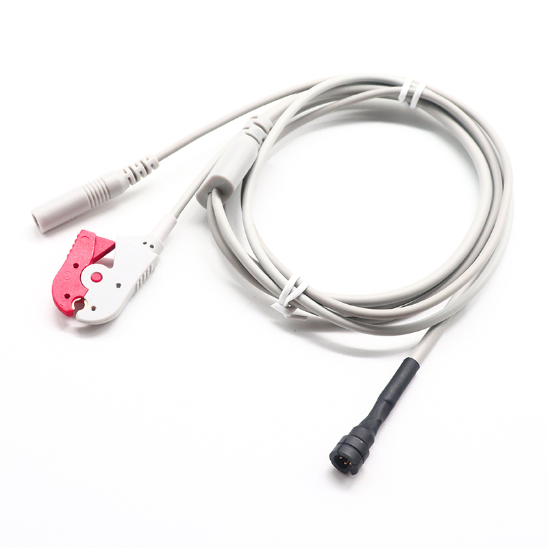 China Waterproof M5-5P to ECG EKG Electrode Clip to 2.0mm Electrode Jack Male Cable for EMG Machine manufacturer