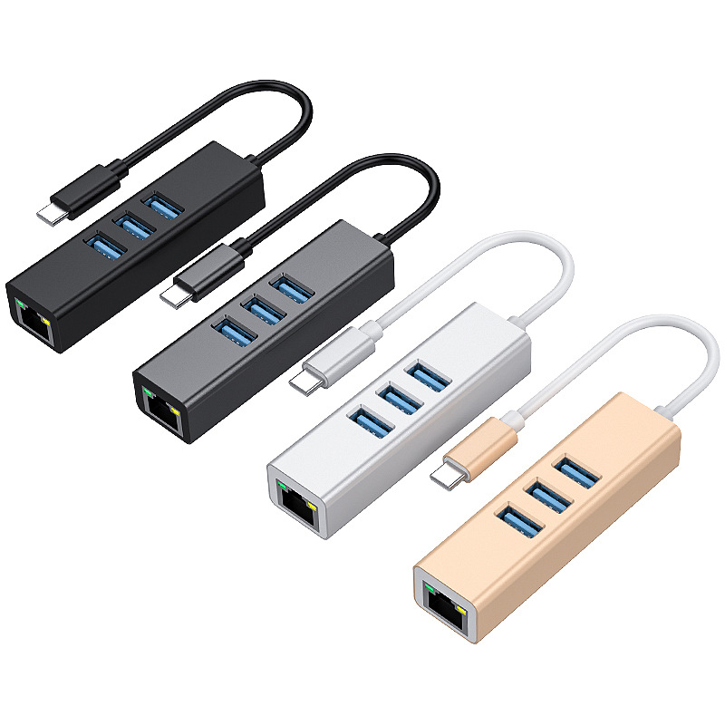 China 1000Mbps Gigabit 3 Ports USB Type C 3.0 to LAN Type C Hub USB Ethernet Adapter manufacturer