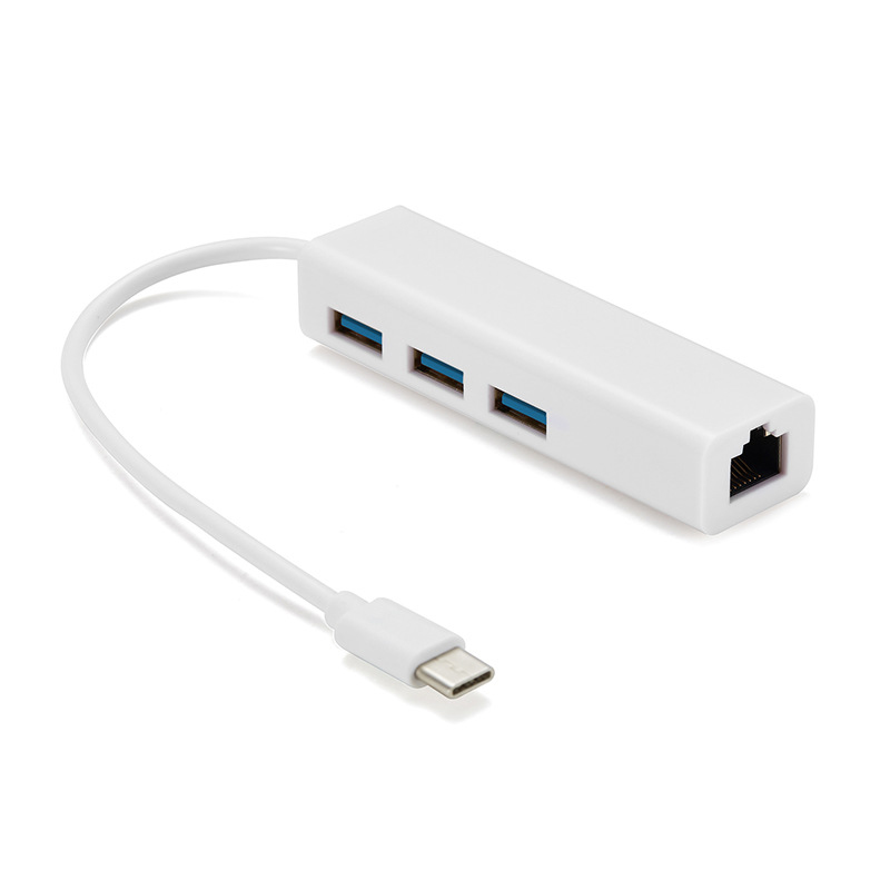 China 1000Mbps Gigabit 3 Ports USB Type C 3.0 to LAN Type C Hub USB Ethernet Adapter manufacturer