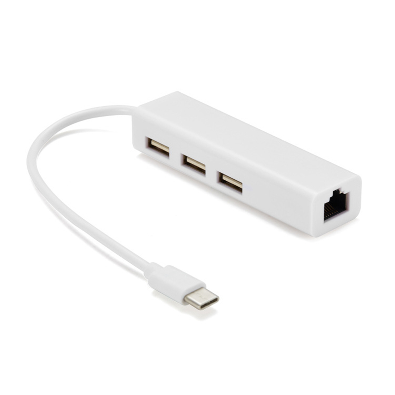China 1000Mbps Gigabit 3 Ports USB Type C 3.0 to LAN Type C Hub USB Ethernet Adapter manufacturer