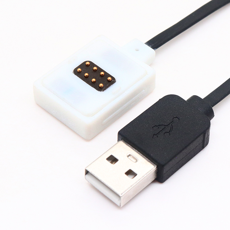 Customized USB A Male to 8PIN Magnetic Pogo Pin Charger USB Cable for Smart Wearable