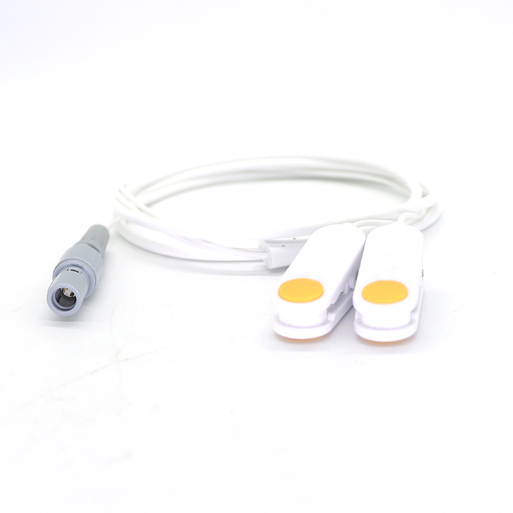 China Self-Locking 4Pin Lemo to Dual Transcutaneous Vagus Nerve Ear Clip Electrodes Physical Therapy Cable manufacturer