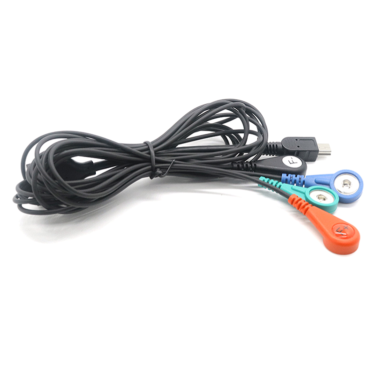 China Mini USB 5P to 5 leads Electrode Female Snap ECG EEG EKG EMG Machine Replacements Cable manufacturer