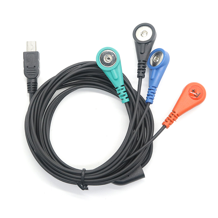China Mini USB 5P to 5 leads Electrode Female Snap ECG EEG EKG EMG Machine Replacements Cable manufacturer