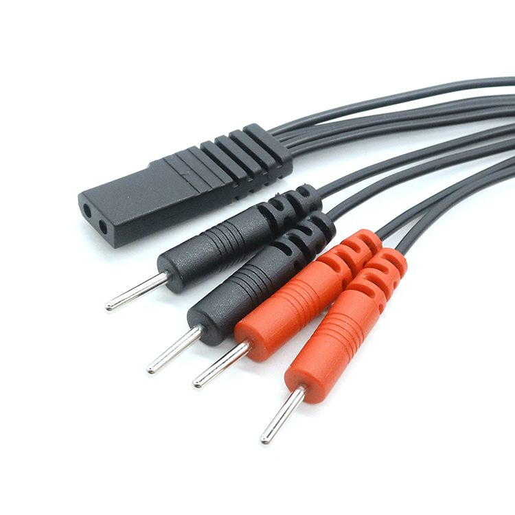4-adriger 2,0-mm-Elektrodenstift mit 2-mm-Elektrodenbuchse und Dual-Port-TENS-Anschlusskabel