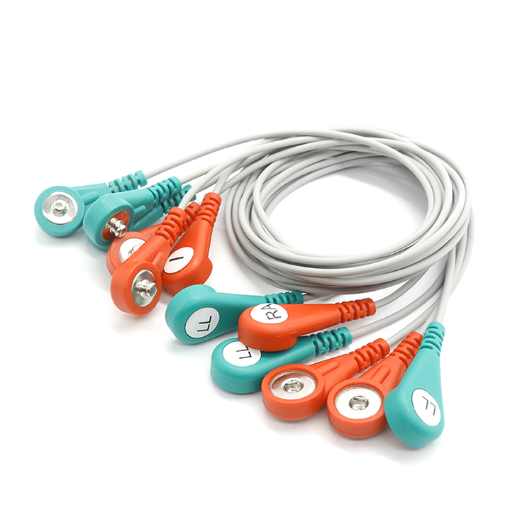 Abgeschirmtes Kabel, 4,0 mm männlich, EKG-Schnappabschirmungskabel, Zehnerkabel