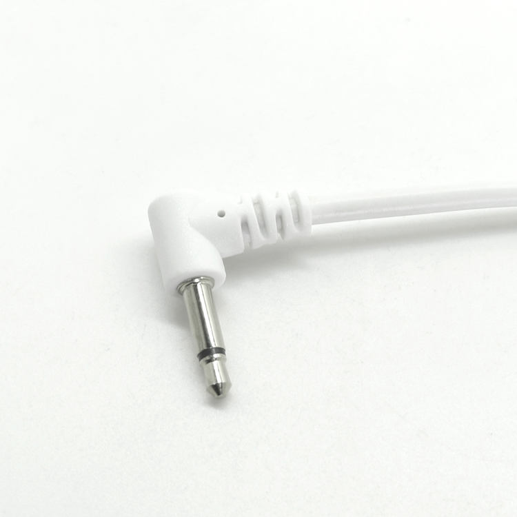China 3.5mm Audio Jack 90 Degree Right Angled to 2mm Electrode Pin Tens Lead Wire 2 in 1 Electrode Medical Cable manufacturer