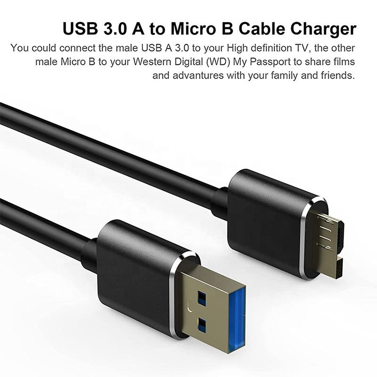 الصين 0.5M 1M 1.5M USB 3.0 Type A Type-A USB-A ذكر إلى Micro B Micro-B ذكر كابل شاحن مزامنة البيانات الصانع