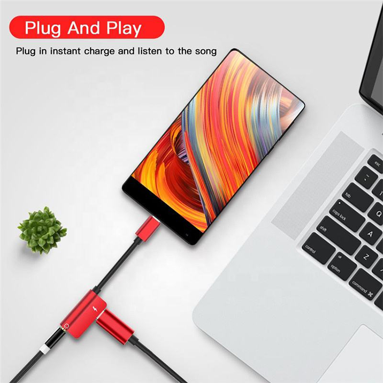 الصين 2 في 1 USB 3.1 Type C Type-C USB C إلى 3.5 ملم Aux Audio سماعة الرأس جاك PD كابل محول الطاقة للشحن الصانع