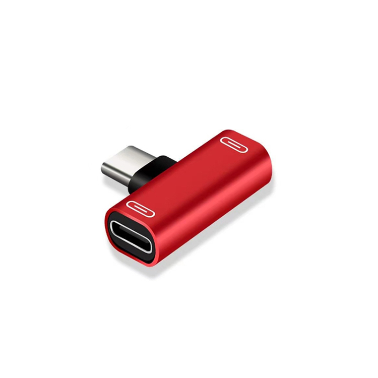 China 2 in 1 USB C Splitter Type C Male naar Dual Type C Female Hoofdtelefoonlader Adapter Splitter Converter fabrikant