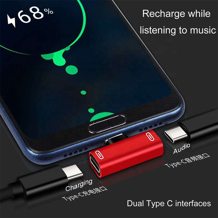 中国 2 合 1 USB C 分路器 C 型公头转双 C 型母头耳机充电器适配器分路器转换器 制造商