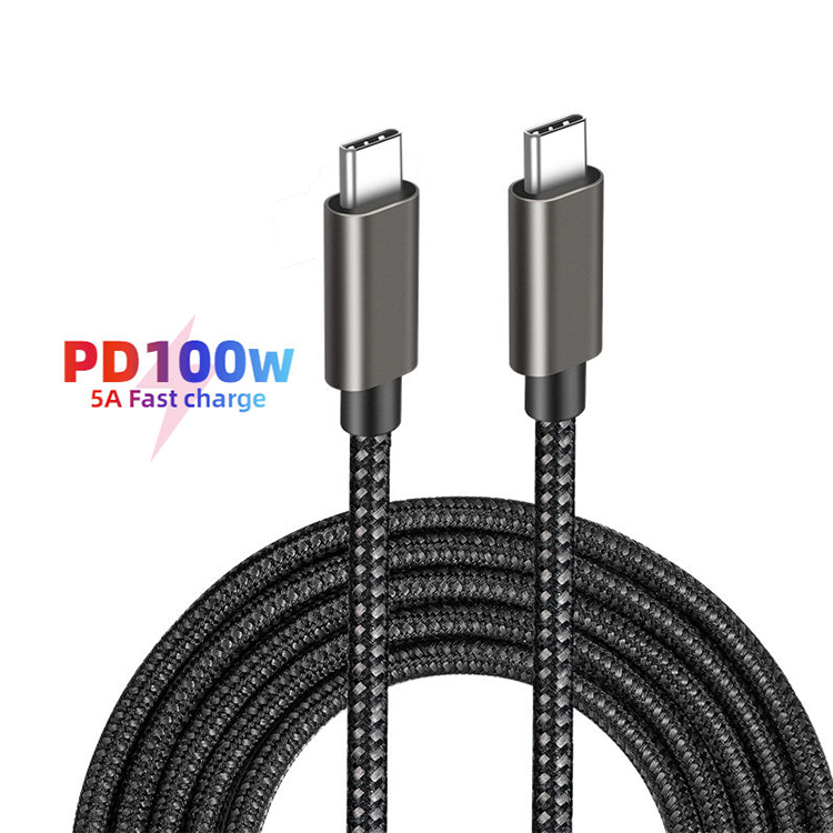 100W PD 5A QC 4.0 Fast Charging USB C to USB C Cable, Zinc Alloy Nylon Braided USB Type C Charger Cable for iPhone