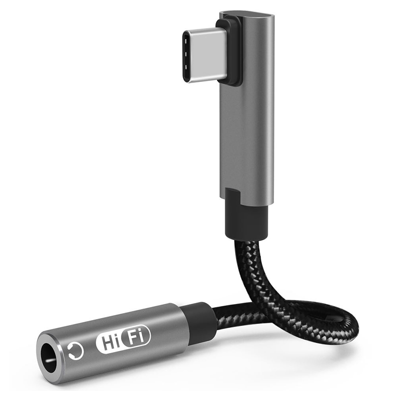 Adattatore jack per cuffie femmina da 3,5 mm Cavo dongle da USB tipo C a Aux da 90 gradi