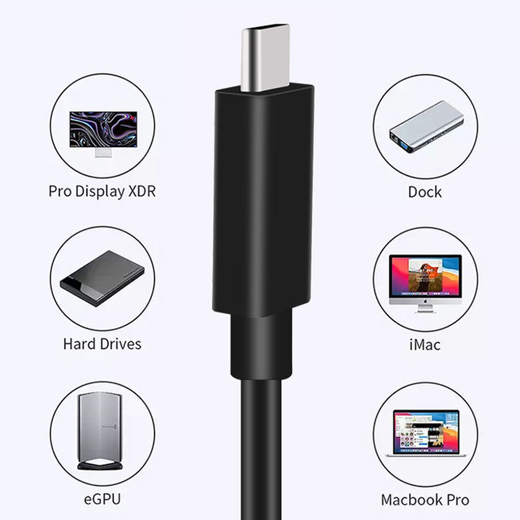 中国 批发 Thunderbolt 4 电缆超高速 40gbps 5A100W Pd 快速充电充电线 USB4 C 型电缆 制造商