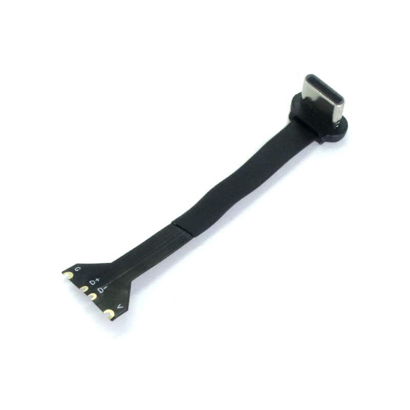 China Bend 90 Degree Type C Male FPC FFC Flat Wire To 4Pin Black Cable manufacturer