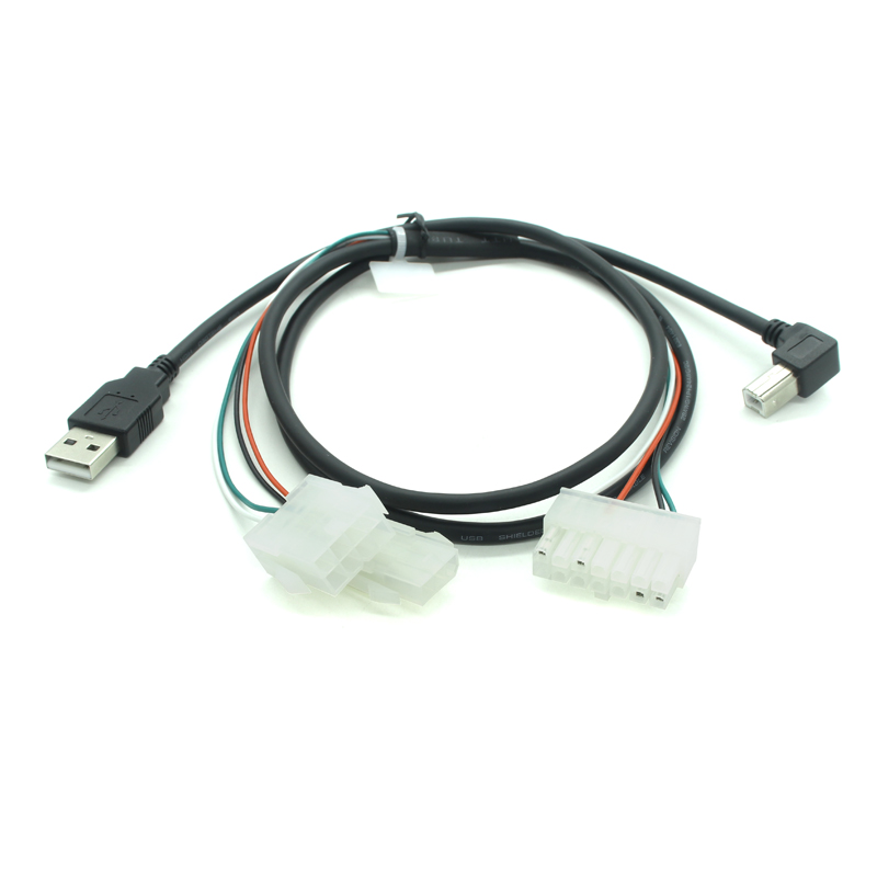 90 度 USB 2.0 プリンタ ケーブル USB プリンタ ケーブル タイプ A オス - B オス プリンタ スキャナ コード、モレックス 12 ピン ワイヤー ハーネス付き