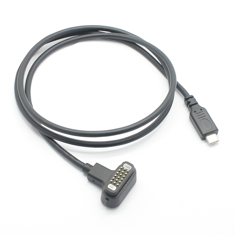 中国 5Gbps 10Gbps 音频视频超高速传输磁性弹簧针电缆转 USB 3.1 C 型 18 针磁性弹簧针 PD 快速充电电缆 制造商