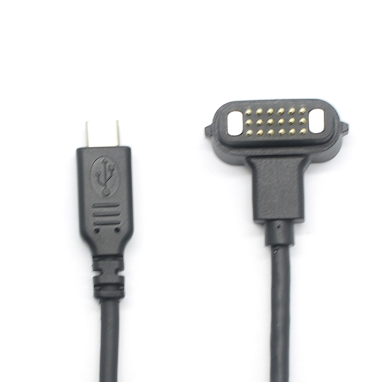 中国 5Gbps 10Gbps 音频视频超高速传输磁性弹簧针电缆转 USB 3.1 C 型 18 针磁性弹簧针 PD 快速充电电缆 制造商