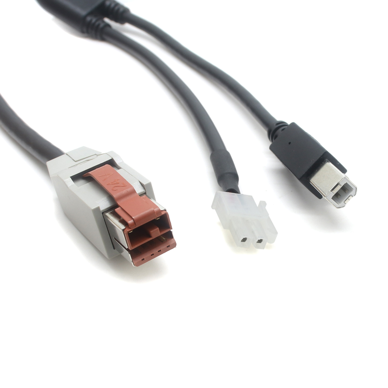 中国メーカー 24V 電源 USB POS ケーブル 8 ピン - 2 ピン JST コネクタ  USB タイプ B 4P Y スプリッター電源および 3D プリンターまたは POS システム用のデータ転送ケーブル
