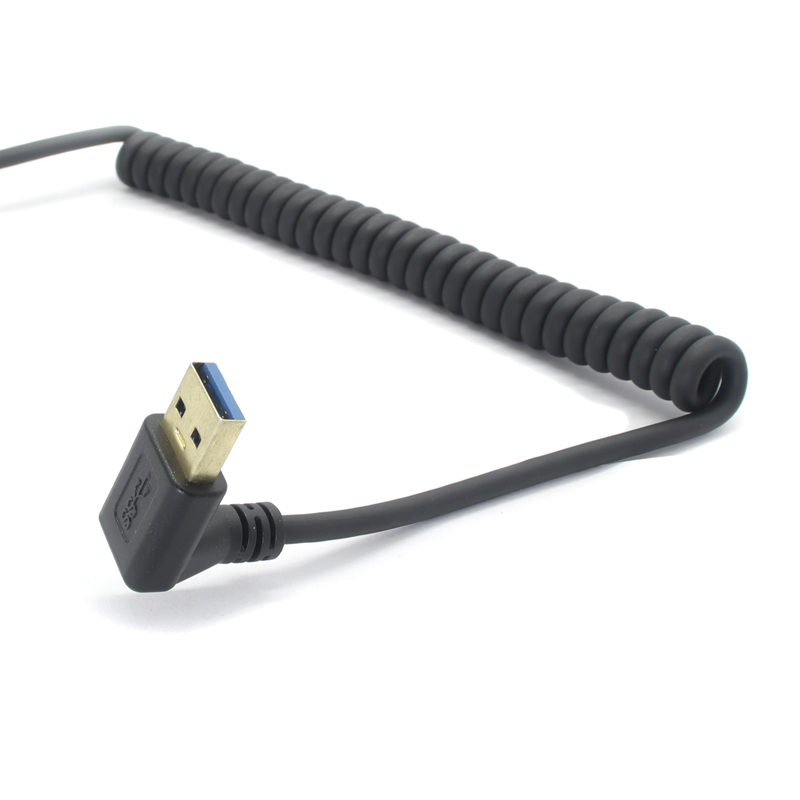 Cina Cavo USB a spirale a molla da USB 3.0 tipo A a USB 3.0 tipo C maschio con angolo di 90 gradi a sinistra produttore