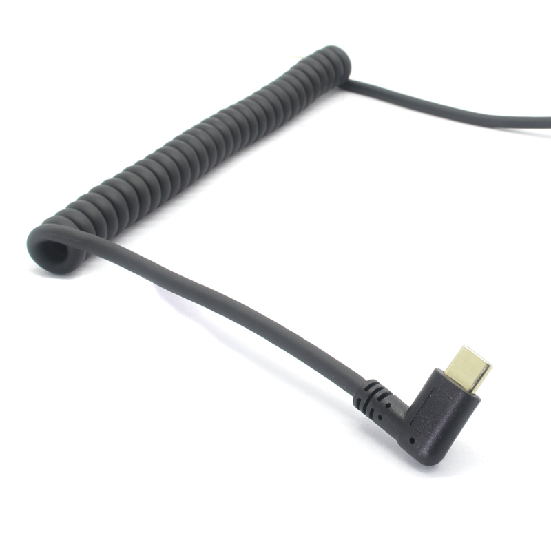 Cina Cavo USB a spirale a molla da USB 3.0 tipo A a USB 3.0 tipo C maschio con angolo di 90 gradi a sinistra produttore