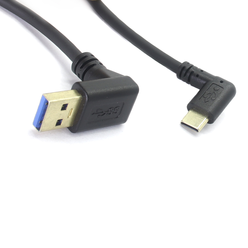 Cina Cavo USB a spirale a molla da USB 3.0 tipo A a USB 3.0 tipo C maschio con angolo di 90 gradi a sinistra produttore
