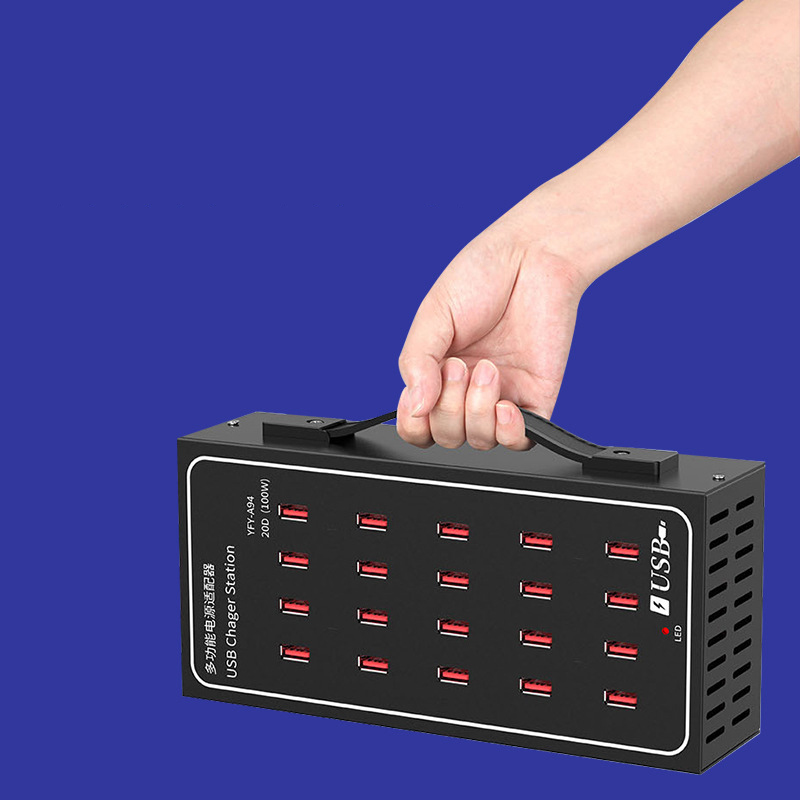 China Multi Port USB Charger, 20-Port (100W) Desktop USB Charging Station, Multi-Function USB Smart Charger manufacturer