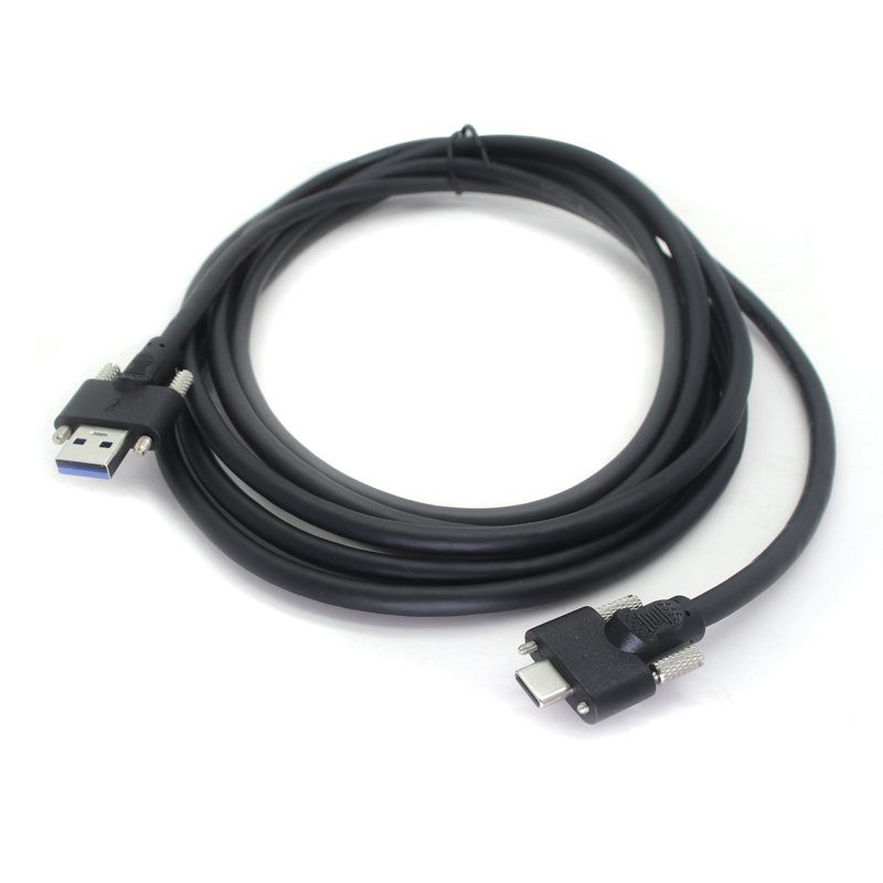 Customized Dual Screw Locking USB3.0 A Male To Type C with Screw Locking Panel Data Cables For Industrial Camera