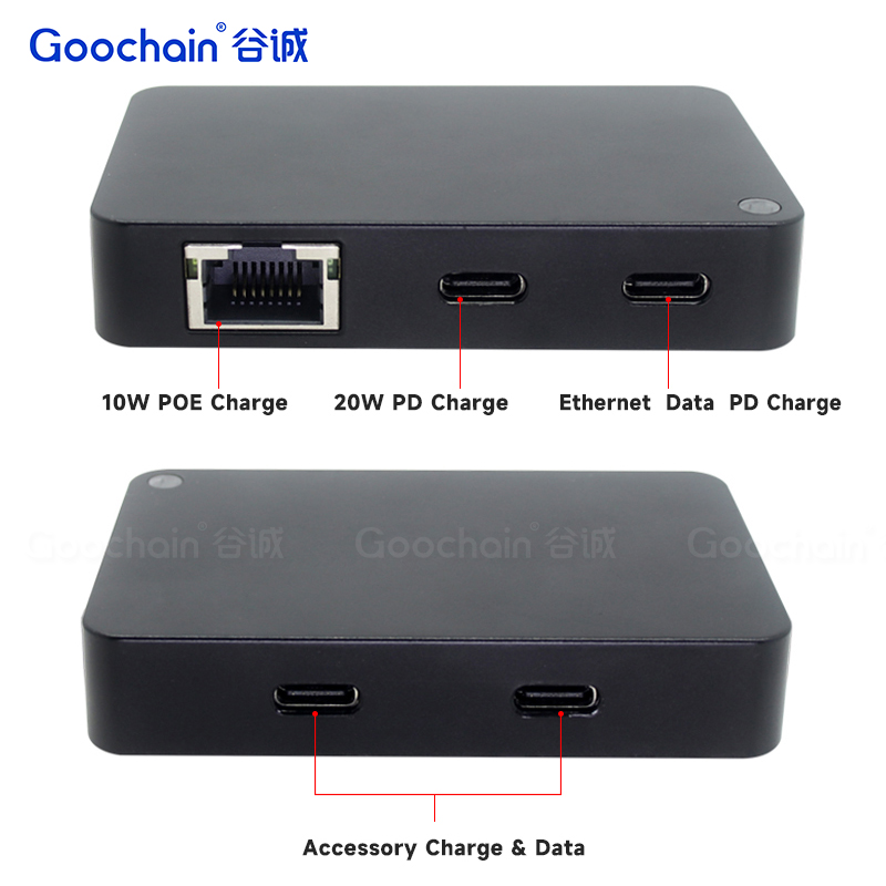 China Multifunctionele PoE naar Type-C oplaad-HUB met PD- en datapoortadapter fabrikant