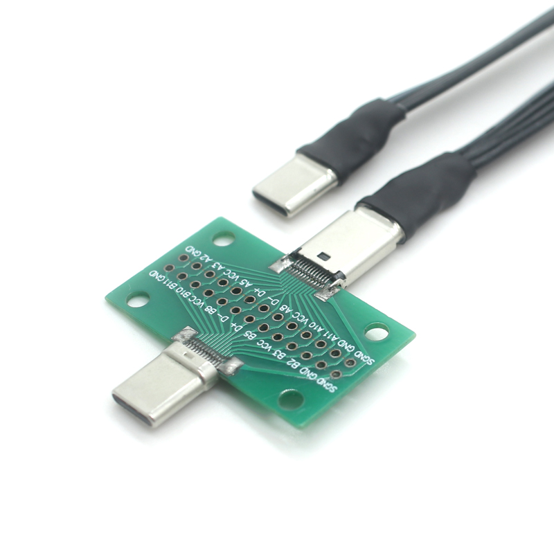 China FFC USB C FPV Flat Slim Thin Ribbon FPC Cable 24pin dual USB Type-C FPC extender cord with PCB manufacturer