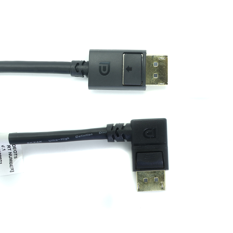 China Displayport-kabel DP1.4-kabel DP mannelijk naar mannelijk 90 graden DP-kabel voor pc-laptop tv-monitor fabrikant