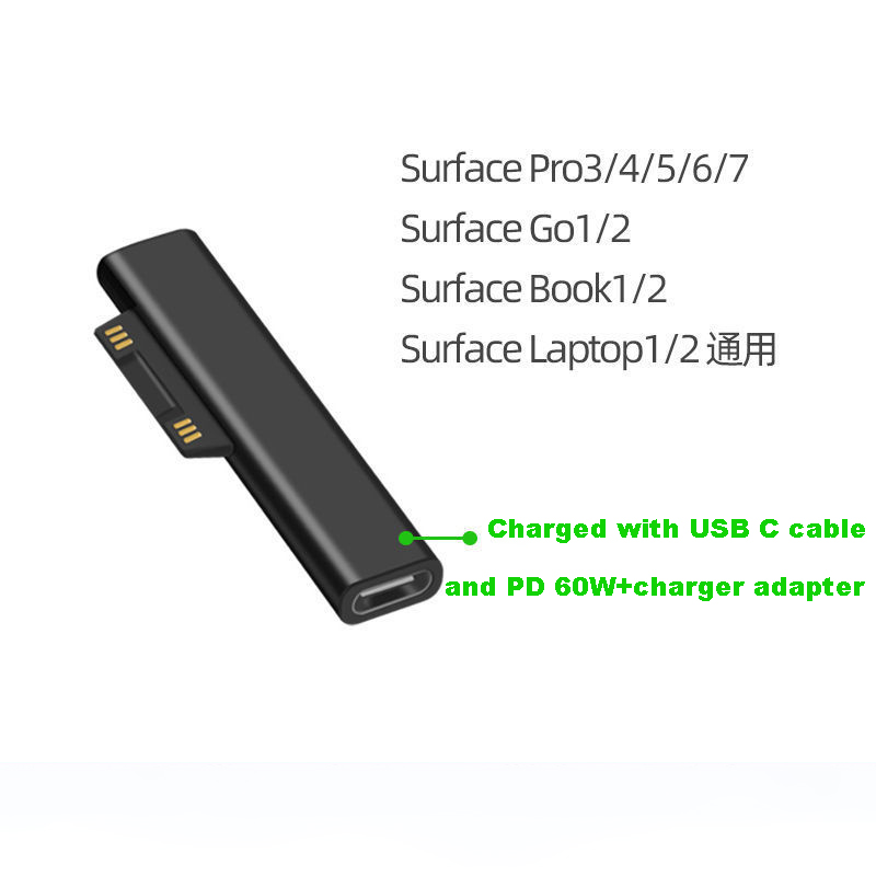 China PD65W USB-C Vrouw naar oppervlakte-oplaadadapter voor Microsoft Surface Pro | fabrikant