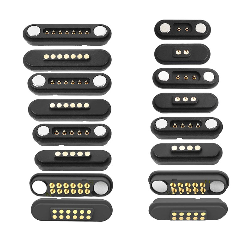 China 2P 3P 4P 5P 6P 7P 8P 9P 10P 12Pin Magnetic Pogo Pin Connector 2A Pogo pin Magnetic Connector Male Female 2.54 MM Through Holes Spring Loaded Connectors DC Power Socket DC Power Charge Probe Connector manufacturer
