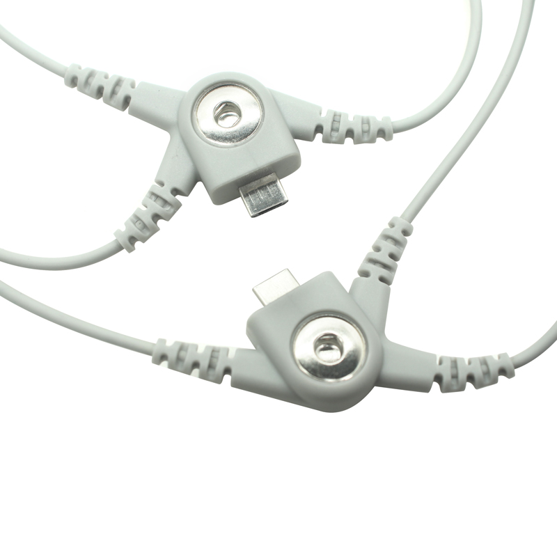 الصين مخصص Micro USB إلى كابل موصل أنثى Snap Snap 4.0 مم مع PCB مضمن وسلك الرصاص ECG الديناميكي - حل OEM الطبية من الدرجة الطبية الصانع