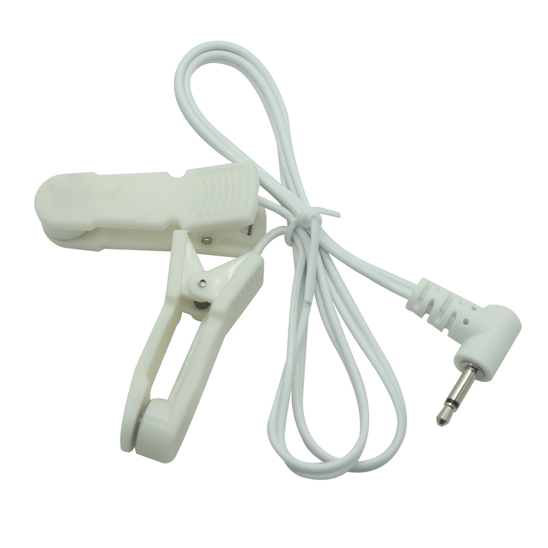 China 2.5mm Audio Jack to Dual Ear Clip TENS Lead Wire – Reusable Electrode Cable for EMS TENS Therapy Units manufacturer