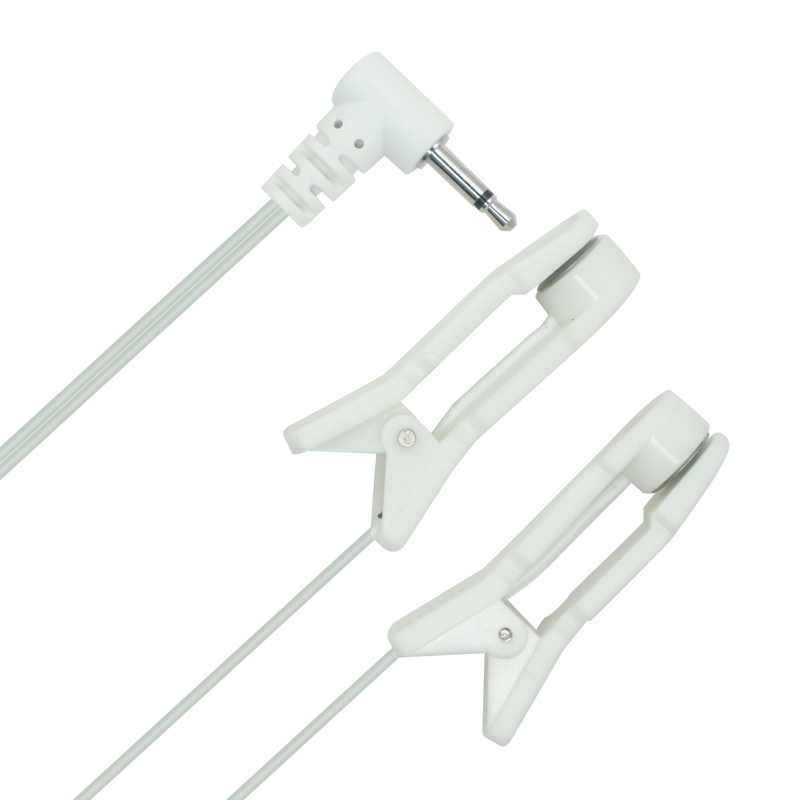 China 2.5mm Audio Jack to Dual Ear Clip TENS Lead Wire – Reusable Electrode Cable for EMS TENS Therapy Units manufacturer