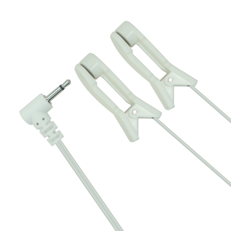 China 2.5mm Audio Jack to Dual Ear Clip TENS Lead Wire – Reusable Electrode Cable for EMS TENS Therapy Units manufacturer