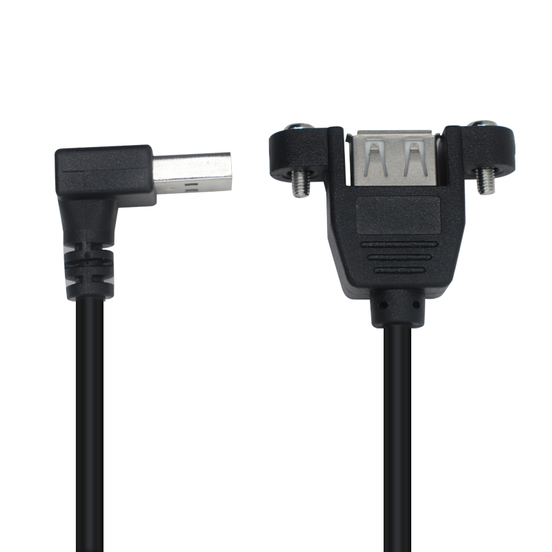 Chine Angle droit USB Type Un mâle à panneau USB USB Un câble femelle avec vis | Fabricant de câbles d'extension USB personnalisés fabricant