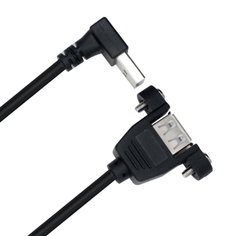 Chine Angle droit USB Type Un mâle à panneau USB USB Un câble femelle avec vis | Fabricant de câbles d'extension USB personnalisés fabricant