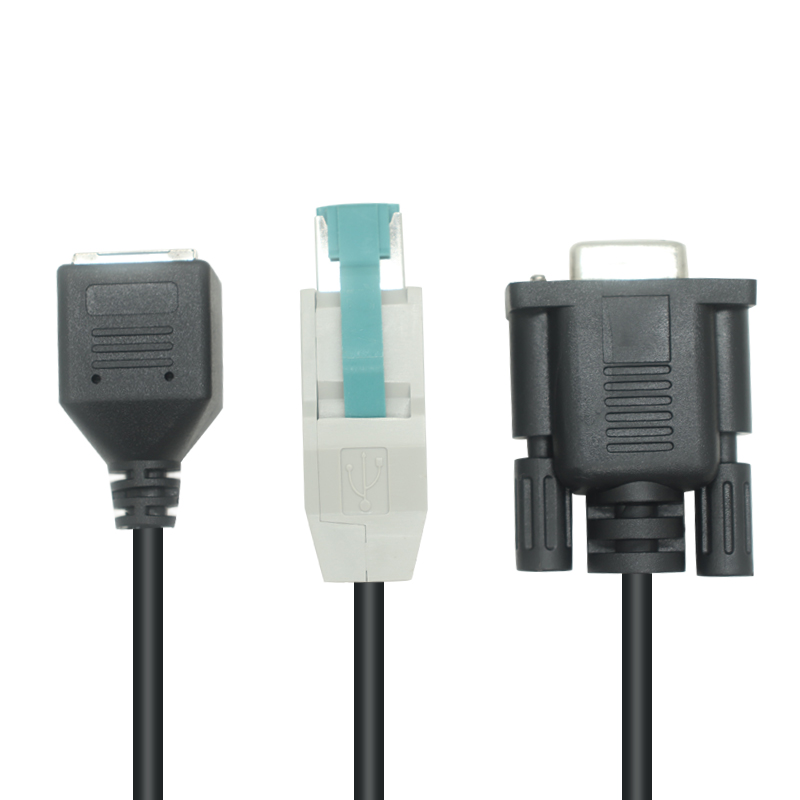 China RJ12 6P6C Female to 12V PoweredUSB + DB9 Female Adapter Cable | Custom OEM Manufacturing with ISO 13485 & ISO 9001 Certified Factory manufacturer