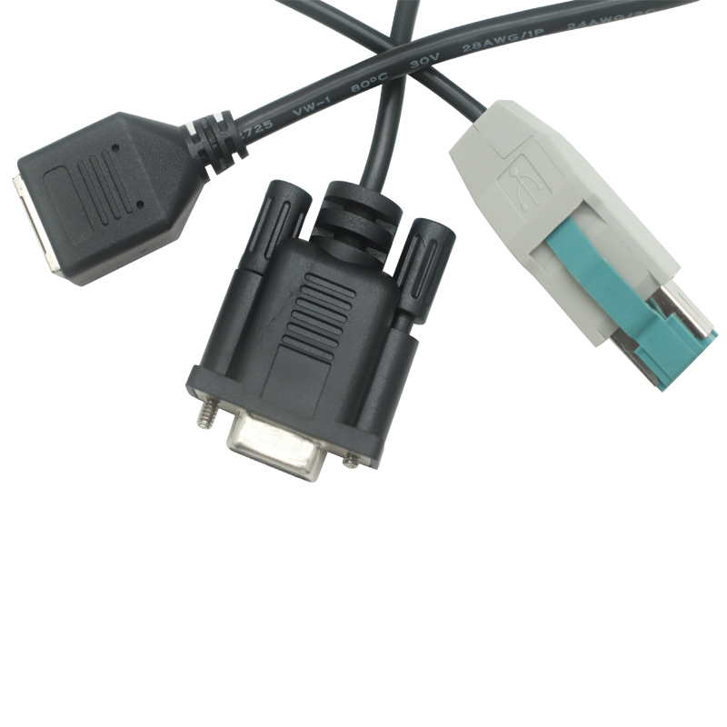 China RJ12 6P6C Female to 12V PoweredUSB + DB9 Female Adapter Cable | Custom OEM Manufacturing with ISO 13485 & ISO 9001 Certified Factory manufacturer